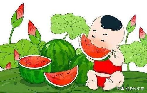 半夜口渴吃口瓜,瓜果消暑，甜蜜入梦